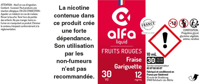 étiquette Fraise Gariguette Alfaliquid